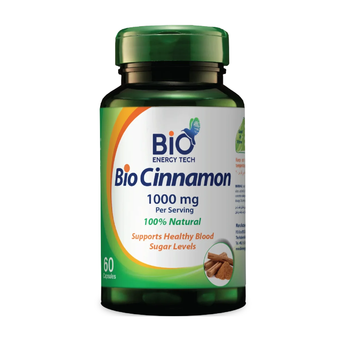Bio Energy Tech Bio Cinnamon 1000mg 60 Capsules - Image 1